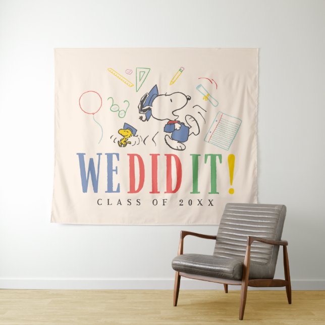 Tapete De Parede Peanuts Snoopy Woodstock We Did It Graduation Cap (In Situ (Horizontal))