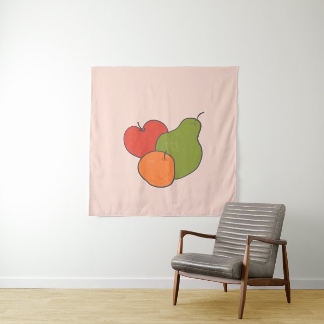 Tapete De Parede Pear Vermelho e Fruta Laranja (In Situ)