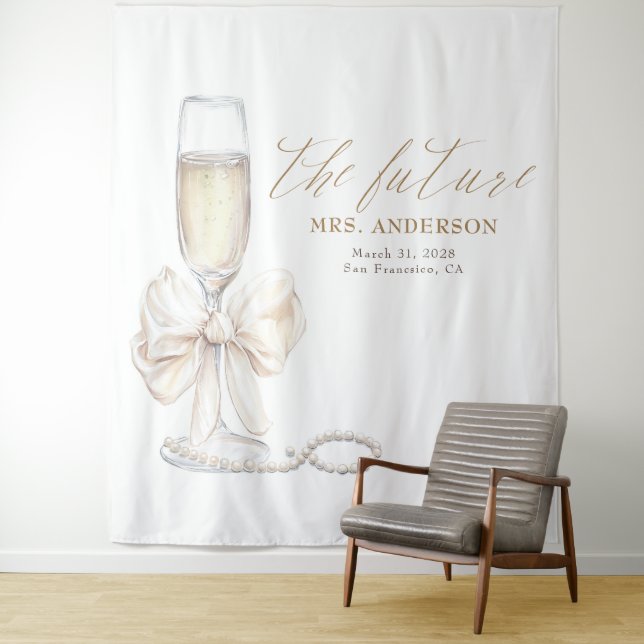 Tapete De Parede Pearls & Prosecco Mrs Photo Prop Backdrop (In Situ)