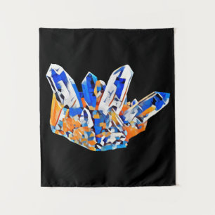 Tapete De Parede Pedras de Cristal Laranja Azul Arte Abstrata