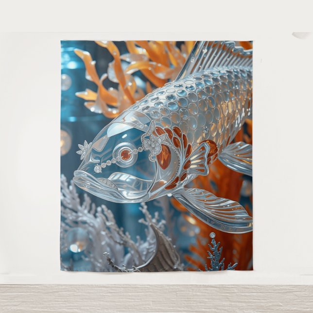 Tapete De Parede Peixe de Vidro|Peixe-Koi Limpo| Rug - (Frente)