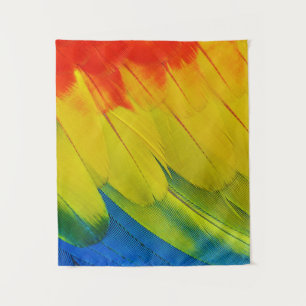 Tapete De Parede Penas amarelas, vermelhas, azuis e verdes