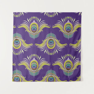 Tapete De Parede Penas de pavão: fundo sem soldadura vintage.