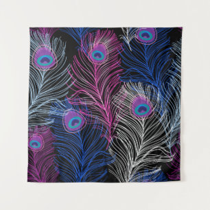 Tapete De Parede Penas de Peacock Escuras: Design de Vintage Gorgeo