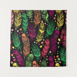 Tapete De Parede Penas étnicas sem aparência, padrão vibrante.