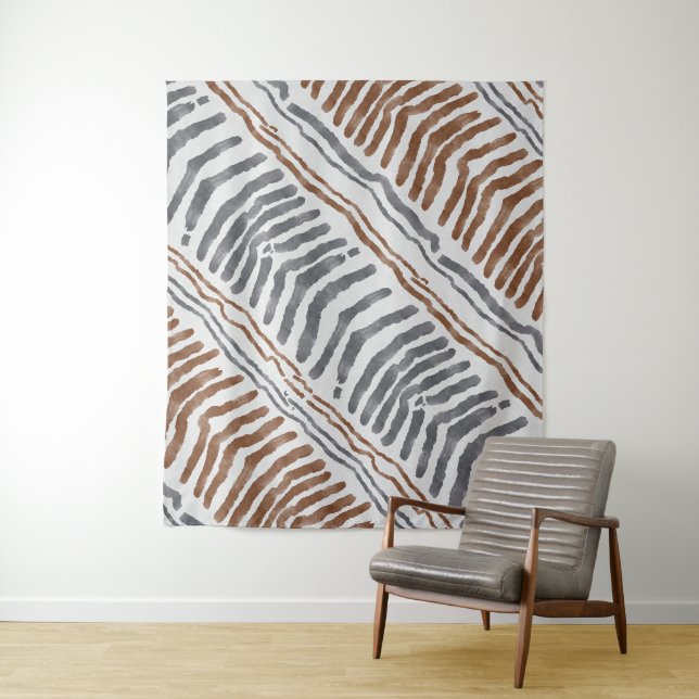 Tapete De Parede Pendurado de Parede Boho Moderno Cinza Marrom (In Situ)