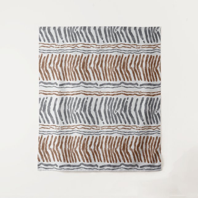 Tapete De Parede Pendurado de Parede Boho Moderno Cinza Marrom (Frente)