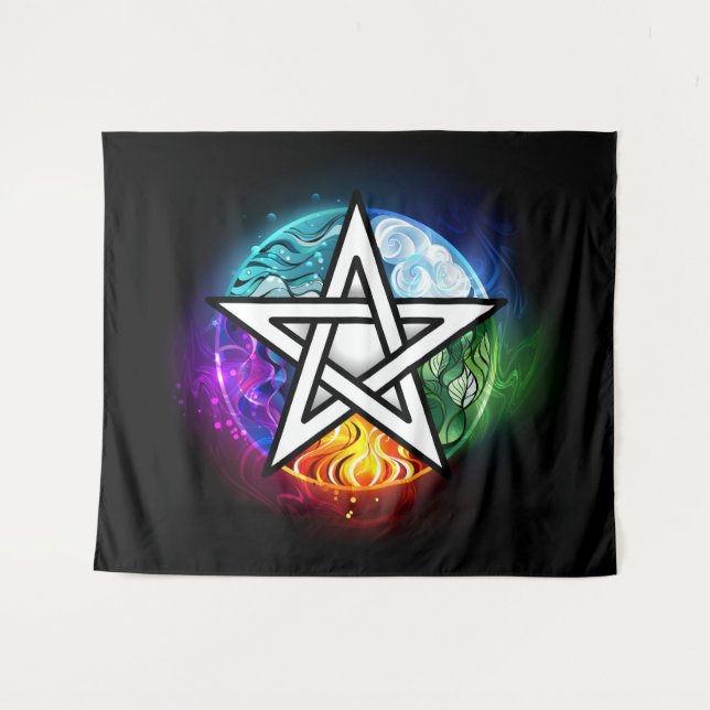 Tapete De Parede Pentagrama do Wiccan (Frente (Horizontal))