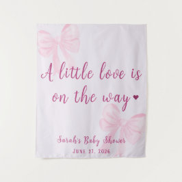 Tapete De Parede Penteado de Laço Rosa Pastel Charming Baby Shower