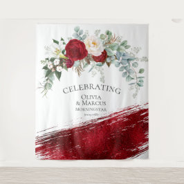 Tapete De Parede Peônia Marfim Vermelho Ousado Acabamento em Vermel