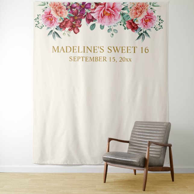 Tapete De Parede Pêonias Rosa Florrosas Elegantes Burgundy Doce 16 (In Situ)