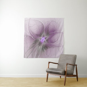 Tapete De Parede Pequena Bela Cinza Mauve Moderna Flor de Arte Frac