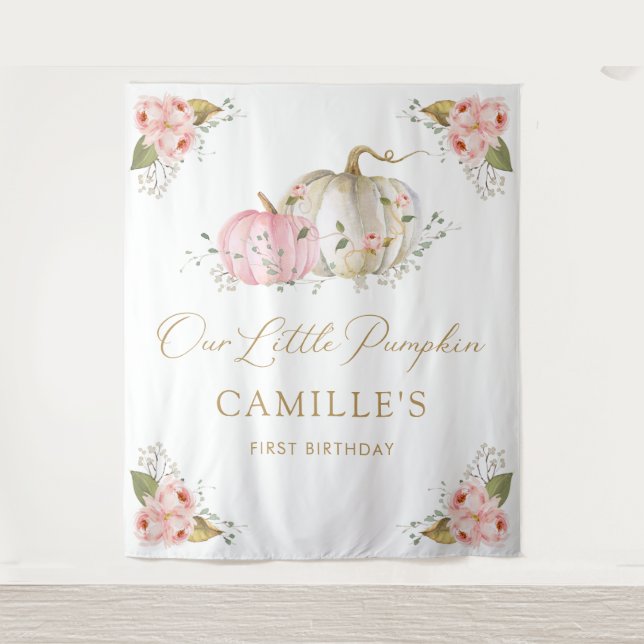 Tapete De Parede Pequena Festa de aniversário de Abóbora (Frente)