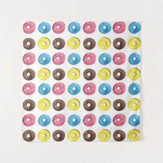 Tapete De Parede Pequenas rosquinhas de aquarela, padrão uniforme.