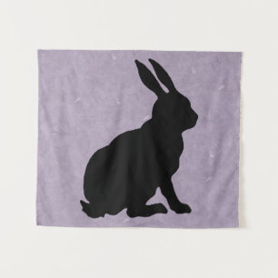 Tapete De Parede Perfil lateral Black Silhout Sentado Bunny Purple