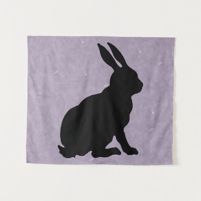Tapete De Parede Perfil lateral Black Silhout Sentado Bunny Purple (Frente (Horizontal))