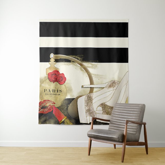 Tapete De Parede Perfume Paris Perfumes Rosas Saltos & Lábios (In Situ)