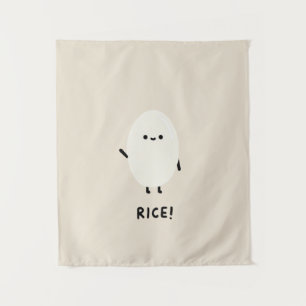 Tapete De Parede personagem de arroz fofo minimalista kawaii arroz 