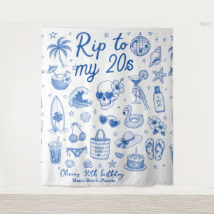 Tapete De Parede personalizado praia azul aniversário 20s desenho à