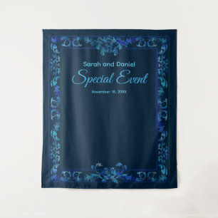 Tapete De Parede Personalizar com Nome Evento Especial Barroco Azul