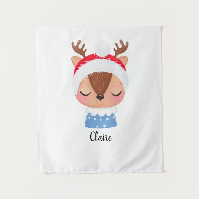 Tapete De Parede Personalizar o rosto da Reinadora de Sono de Natal (Frente)