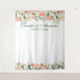 Tapete De Parede Pêssegos Creme Floral Fotografia de Casamento Cort