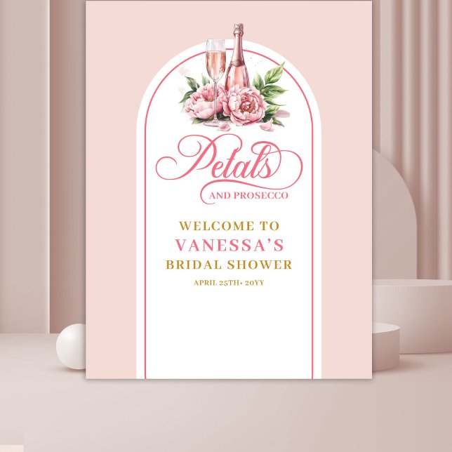 Tapete De Parede Pétalas modernas e cenário de prosecco em tons dou (Modern petals and prosecco backdrop blush gold)