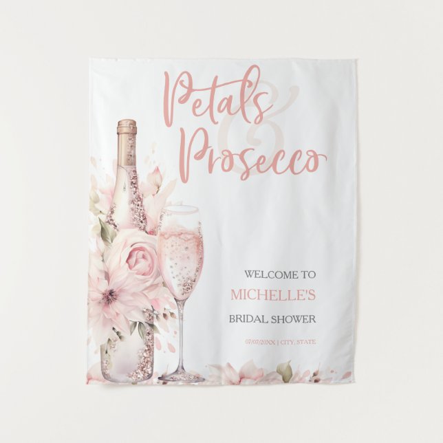 Tapete De Parede Petals & Prosecco Blush Chá de panela Floral Rosa (Frente)