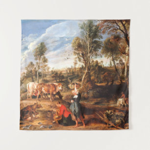 Tapete De Parede Peter Paul Rubens Milkmaids with Cattle in a Lands