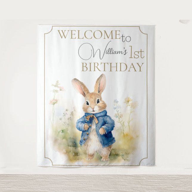 Tapete De Parede Peter The Rabbit Watercolor Birthday (Frente)