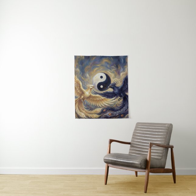 Tapete De Parede Phoenix Yin Yang Wall Tapestry (In Situ)