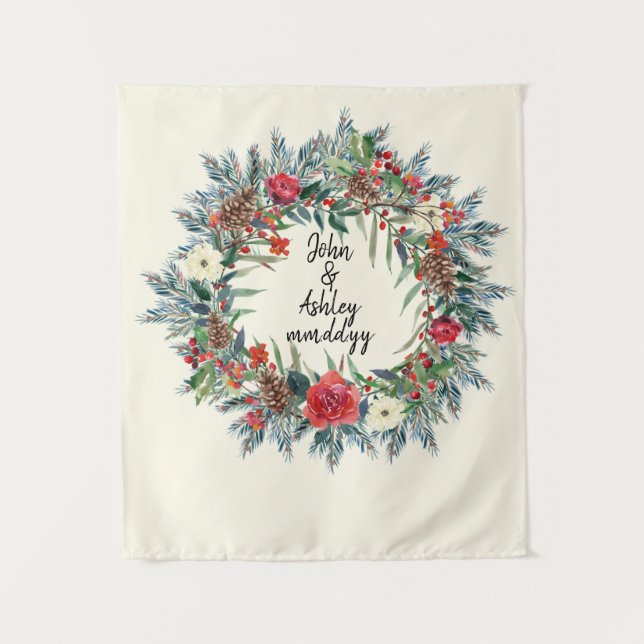 Tapete De Parede Photobooth da Recepção do casamento no inverno (Frente)