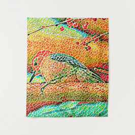 Tapete De Parede Pica-pau colorida no mosaico de Tree Faux