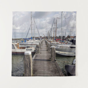 Tapete De Parede Pier com barcos e iates em Marken Países Baixos