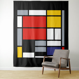 Tapete De Parede Piet Mondrian, composição com grande plano