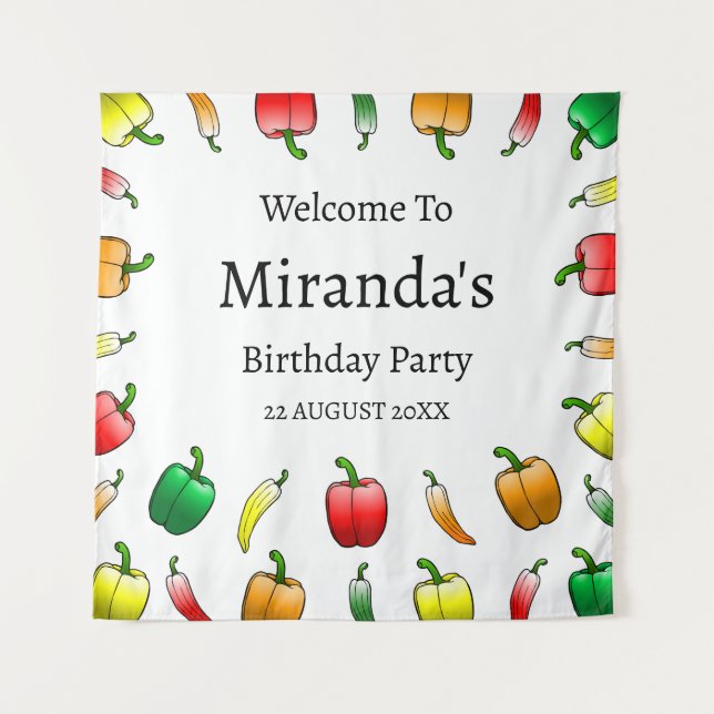 Tapete De Parede Pimentões-de-bélula e pimentões longos doces (Frente)