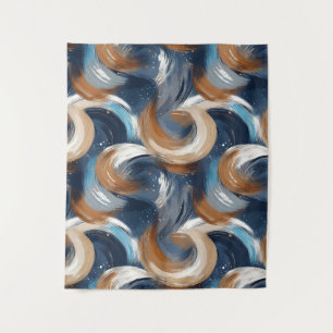 Tapete De Parede Pincéis de Abstrato em azul, branco e castanho