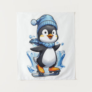Tapete De Parede Pinguim de Inverno Patinando no Gelo