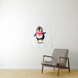Tapete De Parede Pinguim Jolly Natal em Scarf com Malgas