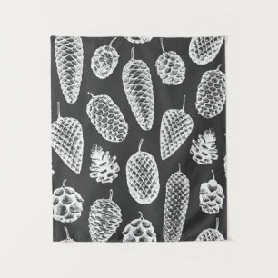 Tapete De Parede Pinhas em cones desenharam um padrão perfeito. Bo