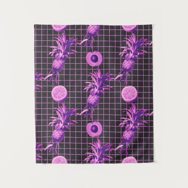 Tapete De Parede Pink 80s Pineapple Mango Lemon Pattern (Frente)