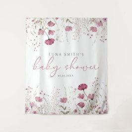 Tapete De Parede Pink Baby In Bloom Wildflower Baby Shower Backdrop