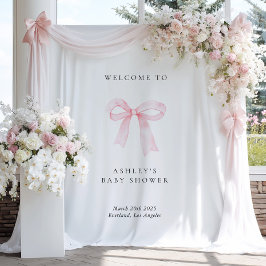 Tapete De Parede Pink Bow Baby Shower Backdrop
