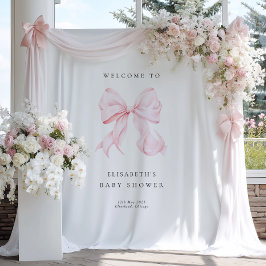 Tapete De Parede Pink Bow Coquette Baby Shower Backdrop