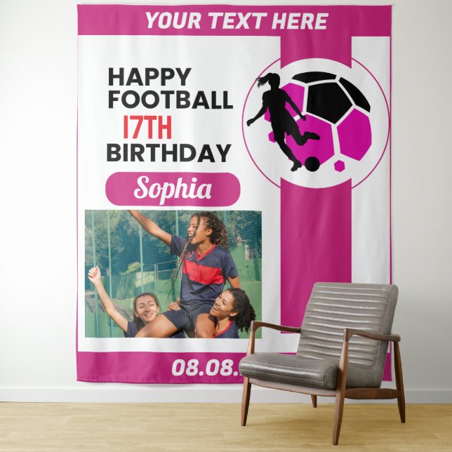 Tapete De Parede Pink Football Birthday, Football Girl Player  (In Situ)