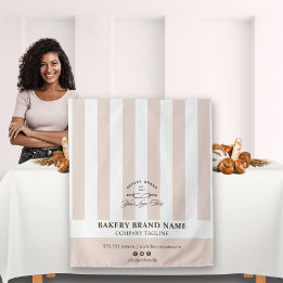 Tapete De Parede Pink French Stripes Bakery Logo Table Runner 