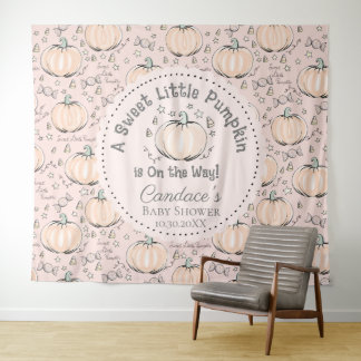 Tapete De Parede Pink Little Pumpkin Autumn Backdrop