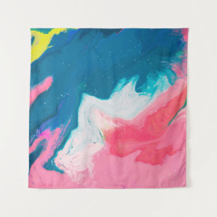 Tapete De Parede Pintas abstrato cor-de-rosa e turquesa, com