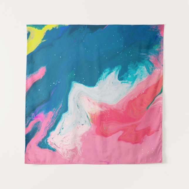 Tapete De Parede Pintas abstrato cor-de-rosa e turquesa, com  (Frente)
