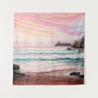Tapete De Parede  pintura a óleo do lindo pôr do sol roxo sobre o o